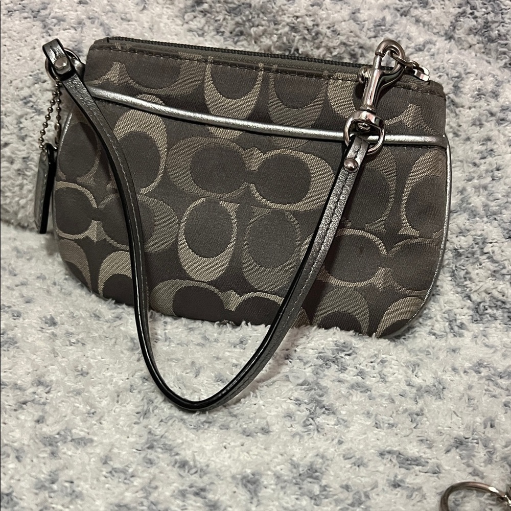 Coach Black and Gray Signature Wristlet